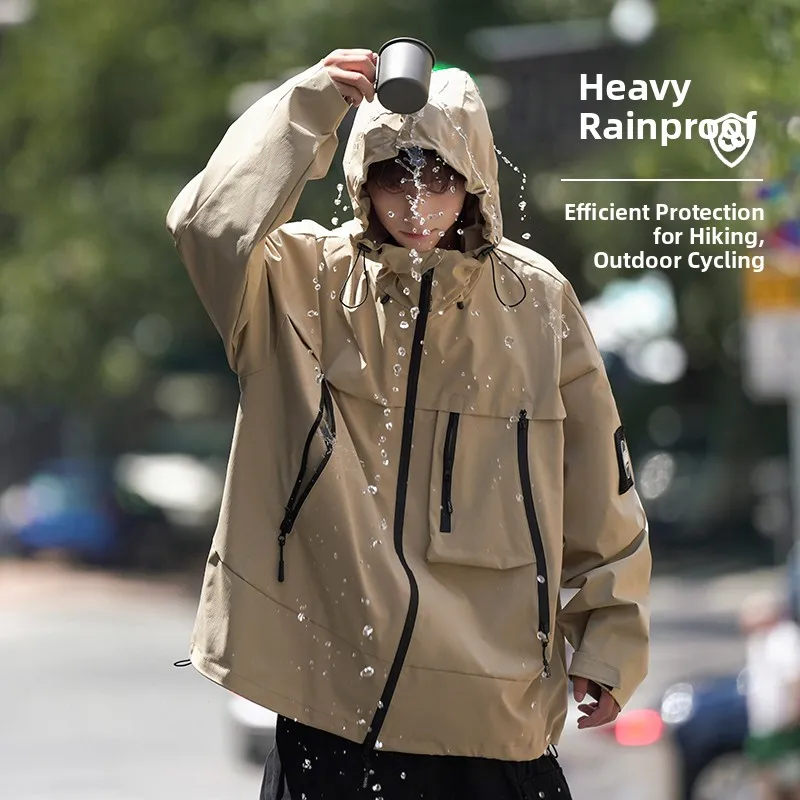 Outdoor Men's Hooded Jaet Windproof Waterproof Youth Faion Workwear Coat Spring Autumn Gorpcore Rainproof Utili Jaet
Outdoor Men's Hooded Jaet Windproof Waterproof Youth Faion Workwear Coat Spring Autumn Gorpcore Rainproof Utili Jaet
