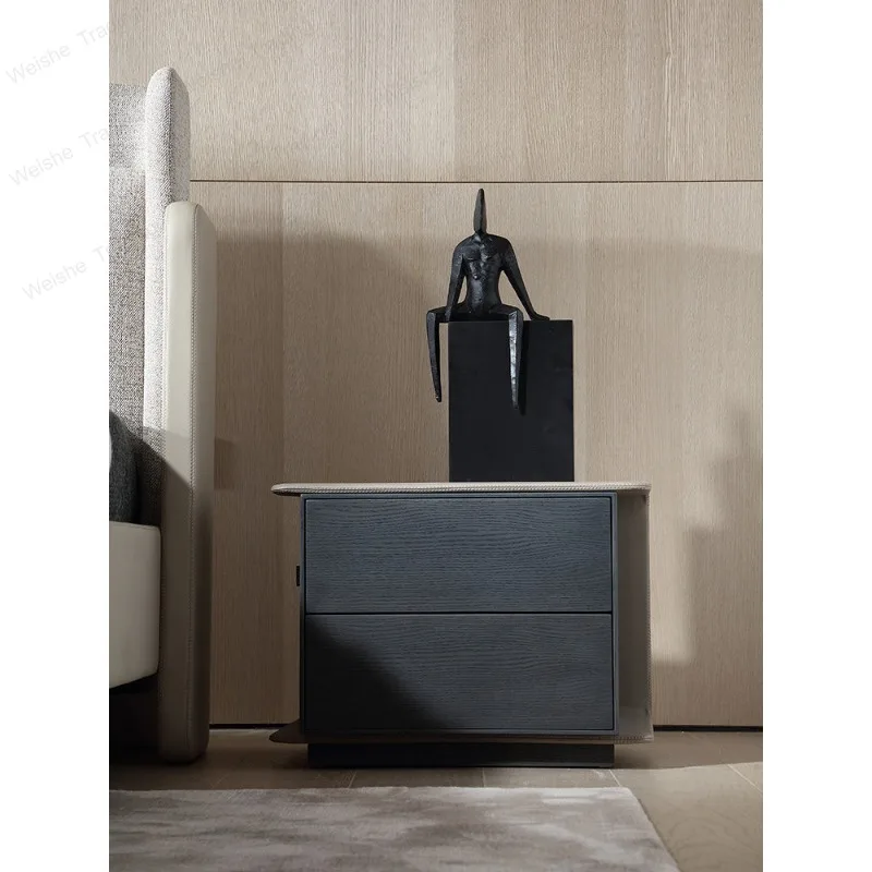 Italian minimalist leather bedside table, modern simple villa solid wood small side cabinet
Italian minimalist leather bedside table, modern simple villa solid wood small side cabinet