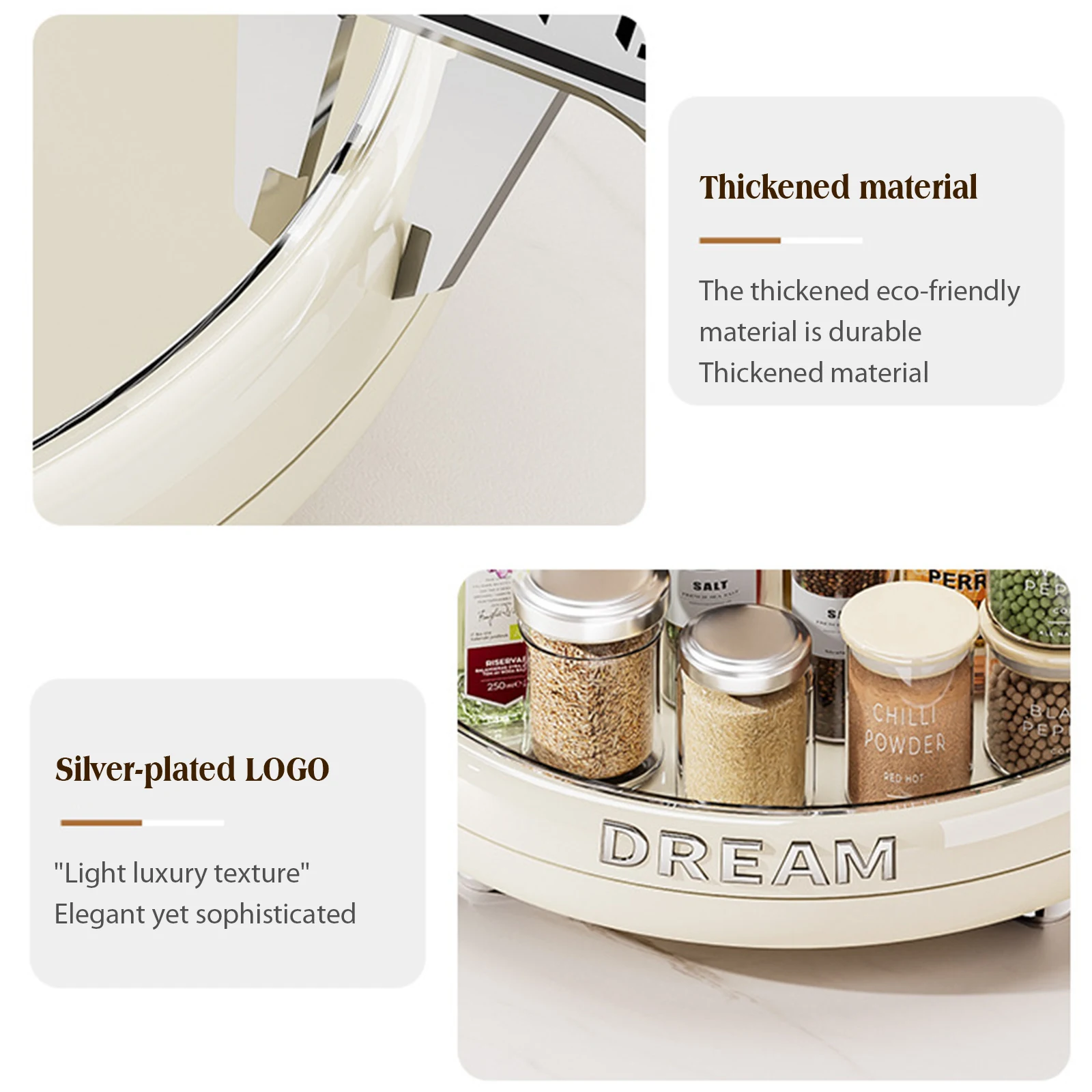 Rotating Kitchen Storage Tray Waterproof Plastic Spice Storage Plate Anti-Slip Multi-Functional Spice Rack Kitchen Accessory
Rotating Kitchen Storage Tray Waterproof Plastic Spice Storage Plate Anti-Slip Multi-Functional Spice Rack Kitchen Accessory