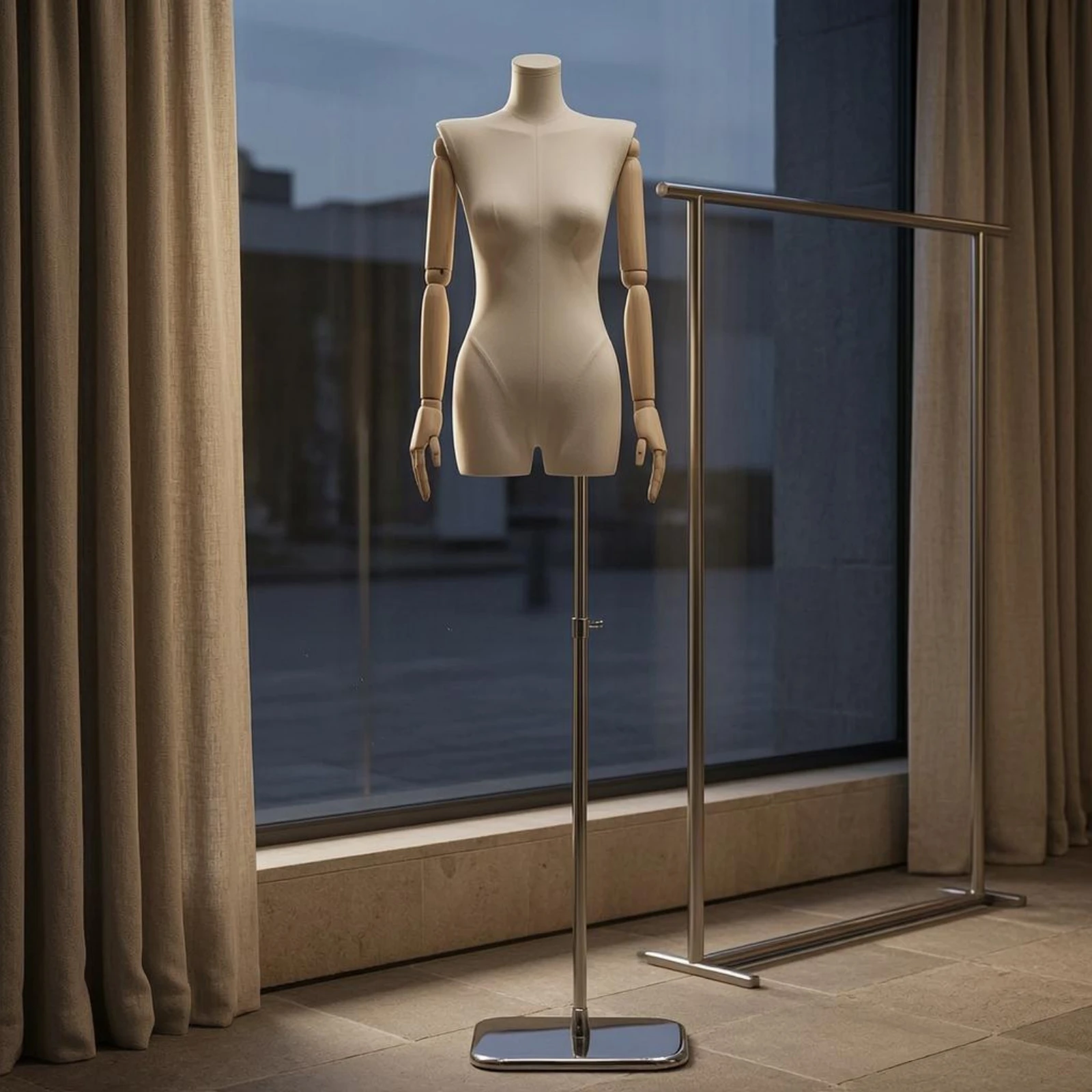 Half-Body Female Mannequin Textured Headless Torso Mannequin Clothing Form Telescopic Retail Fixture Adjustable Height
Half-Body Female Mannequin Textured Headless Torso Mannequin Clothing Form Telescopic Retail Fixture Adjustable Height