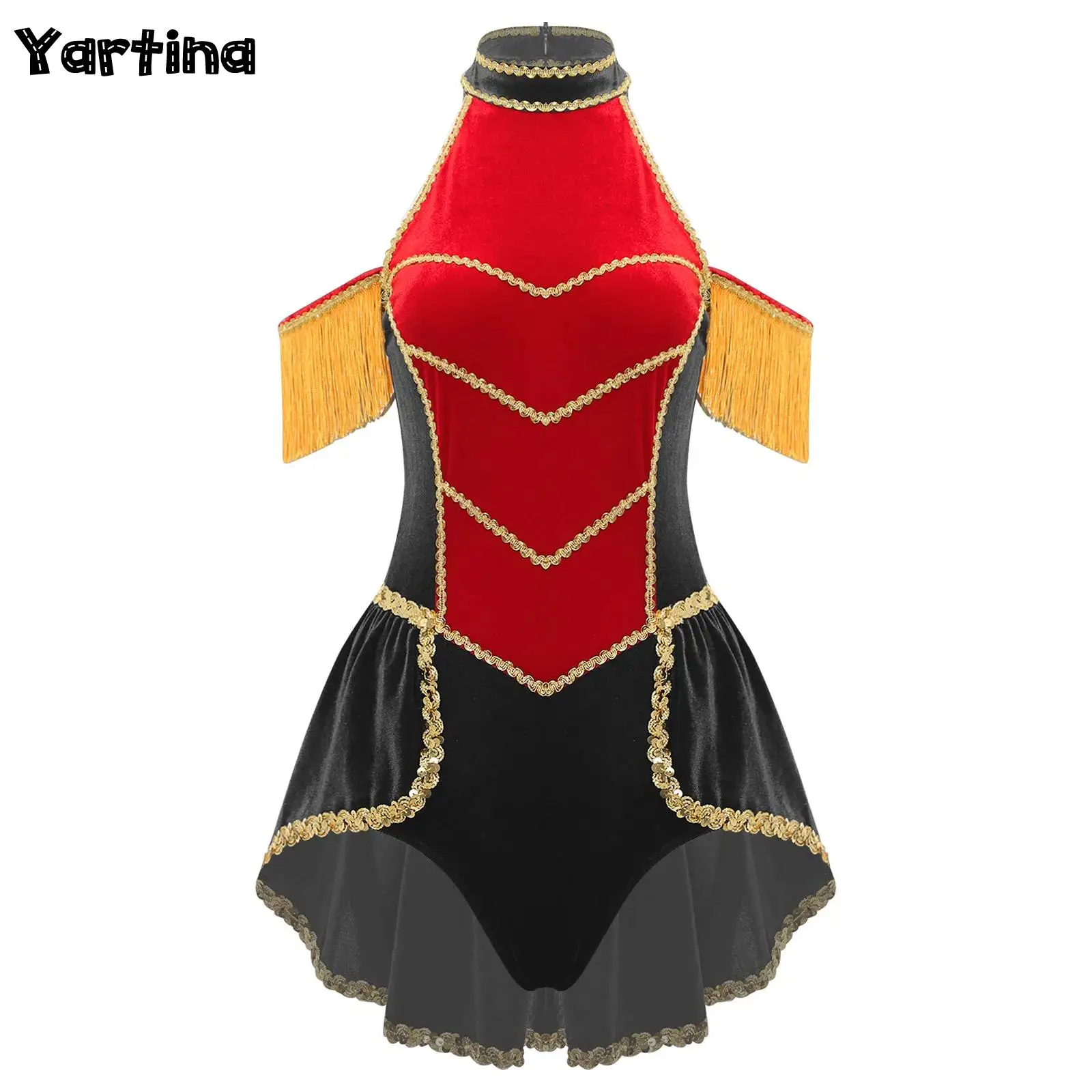 Womens Halloween Circus Ringmaster Costume Honor Guard Marching Band Cosplay Bodysuit Tassel Magician Swallowtail Jumpsuit
Womens Halloween Circus Ringmaster Costume Honor Guard Marching Band Cosplay Bodysuit Tassel Magician Swallowtail Jumpsuit