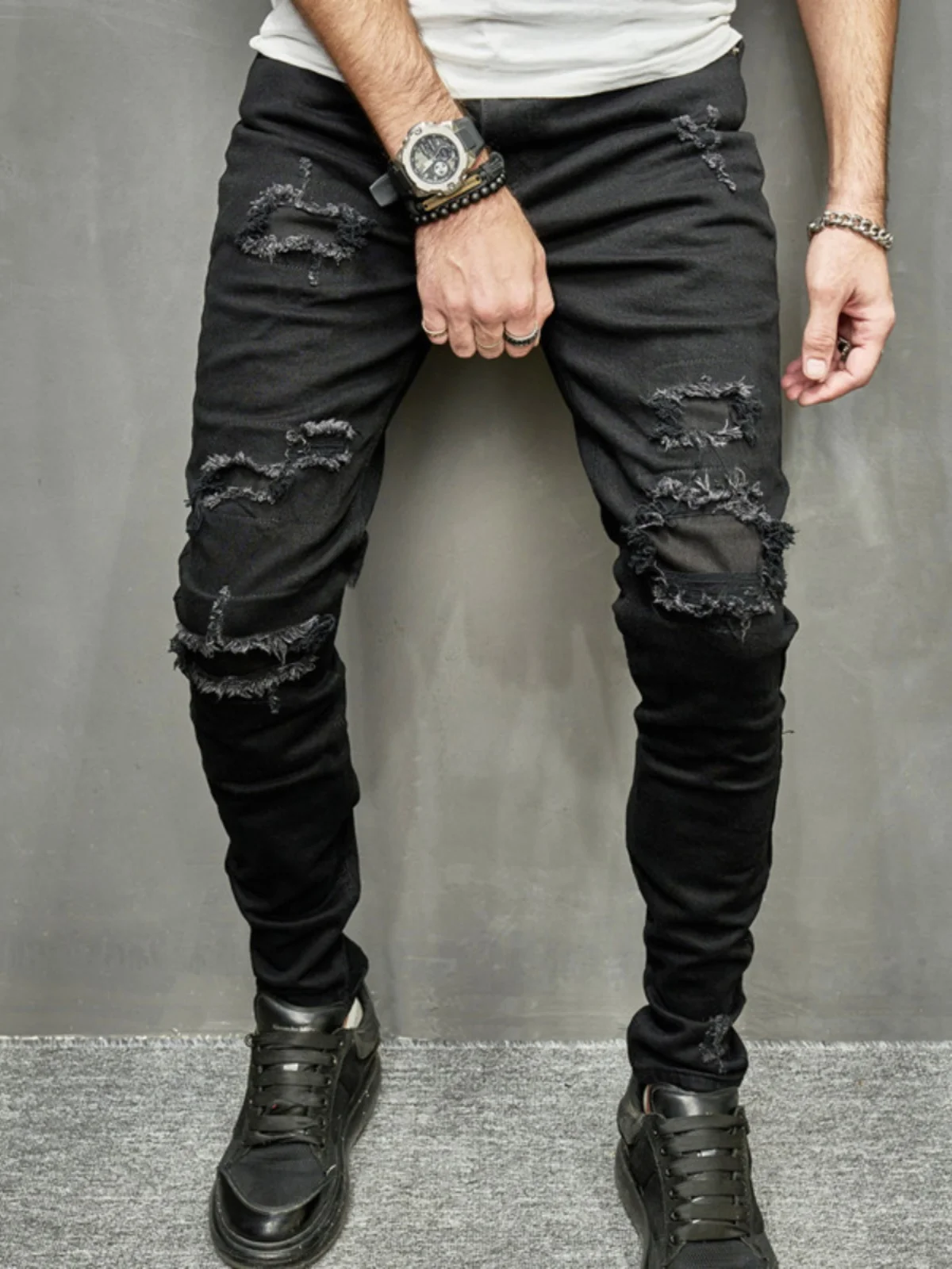 Мужские эластичные джинсы слим-фит из денима, повседневные, больших размеров, узкие штанины, средняя посадка, американский стиль
Мужские эластичные джинсы слим-фит из денима, повседневные, больших размеров, узкие штанины, средняя посадка, американский стиль