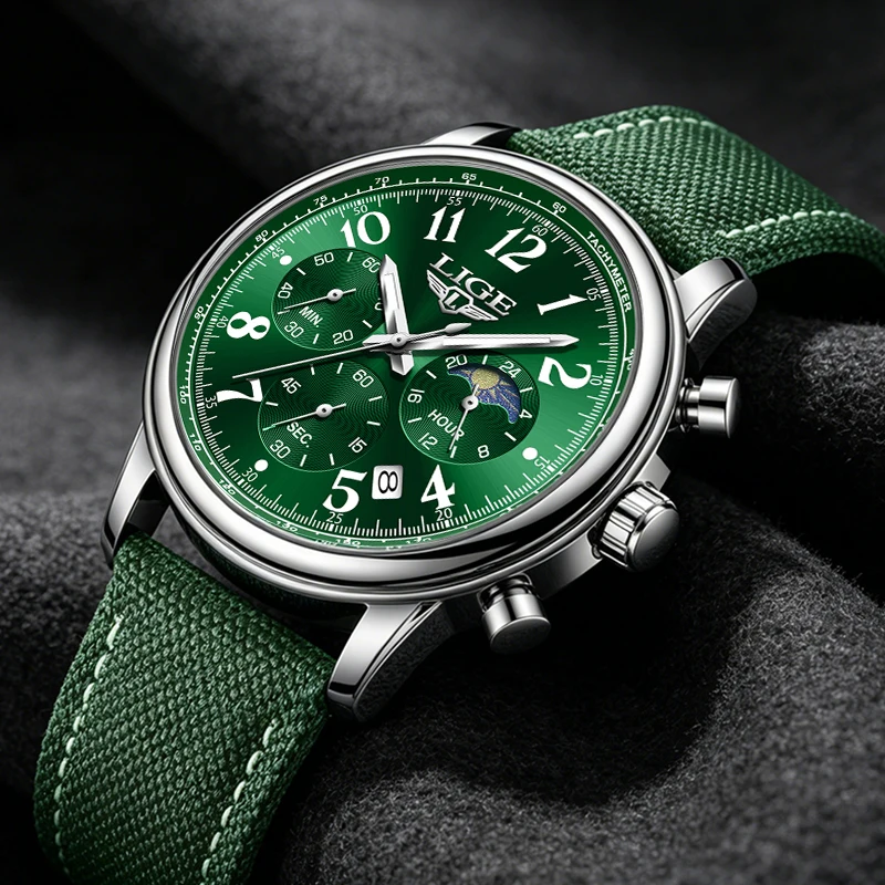 LIGE Casual Business Watch Men Fashion Green Leather Sports Chronograph Wrist Watches for Men Waterproof Quartz Men's Watch
LIGE Casual Business Watch Men Fashion Green Leather Sports Chronograph Wrist Watches for Men Waterproof Quartz Men's Watch