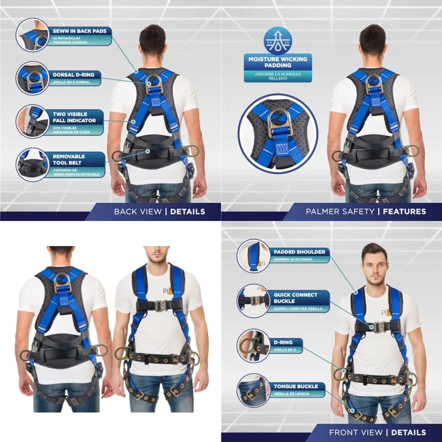 Hammerhead 5pt Safety Harness Back Padded, QCB Chest, Tongue Buckel Legs Straps, Back Side D-Rings
Hammerhead 5pt Safety Harness Back Padded, QCB Chest, Tongue Buckel Legs Straps, Back Side D-Rings