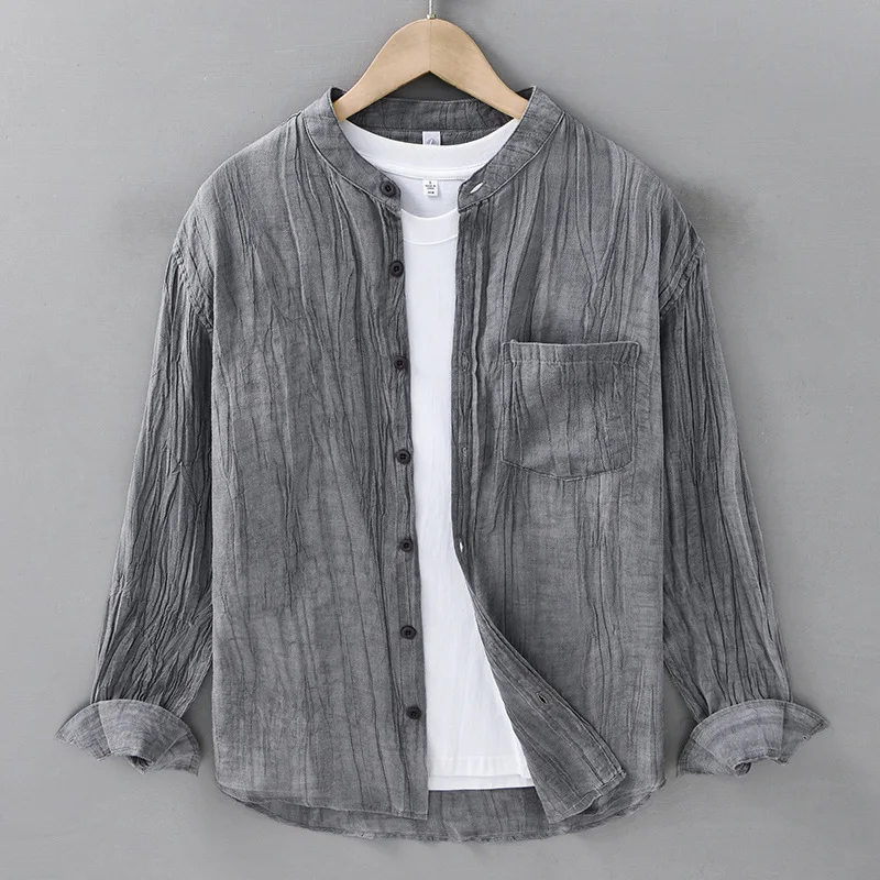 Chinese Sle Loose Fit Long Sve Stand Collar Silk Linen irt Men's Casual Breathable Thin Outerwear Trendy irt
Chinese Sle Loose Fit Long Sve Stand Collar Silk Linen irt Men's Casual Breathable Thin Outerwear Trendy irt