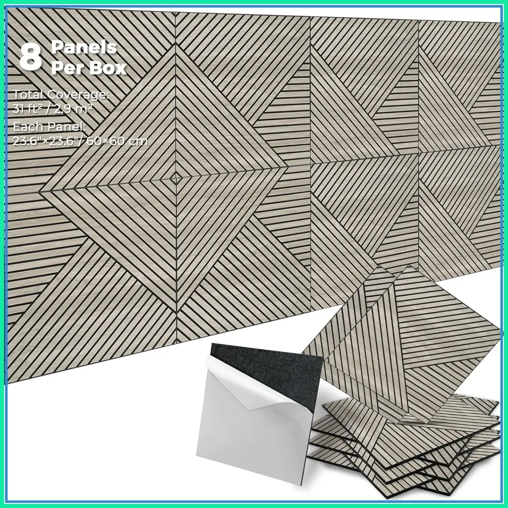 3D Peel and Stick Acoustic Wall Panels – 8 Pack Self-Adhesive Soundproof Panels 23.6” x 23.6” for Interior Wall Decor
3D Peel and Stick Acoustic Wall Panels – 8 Pack Self-Adhesive Soundproof Panels 23.6” x 23.6” for Interior Wall Decor