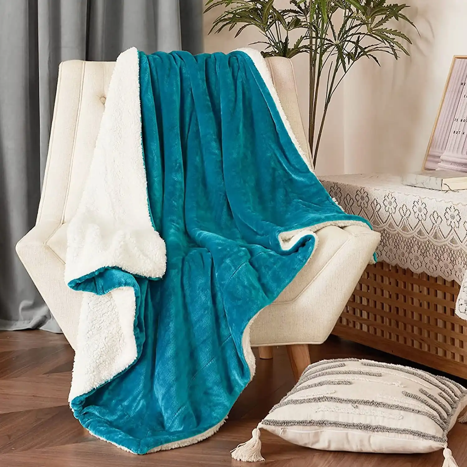 Bedding Sherpa Fleece Blanket Twin, Teal Warm Reversible Plush Fleece Couch Bed Blanket
Bedding Sherpa Fleece Blanket Twin, Teal Warm Reversible Plush Fleece Couch Bed Blanket