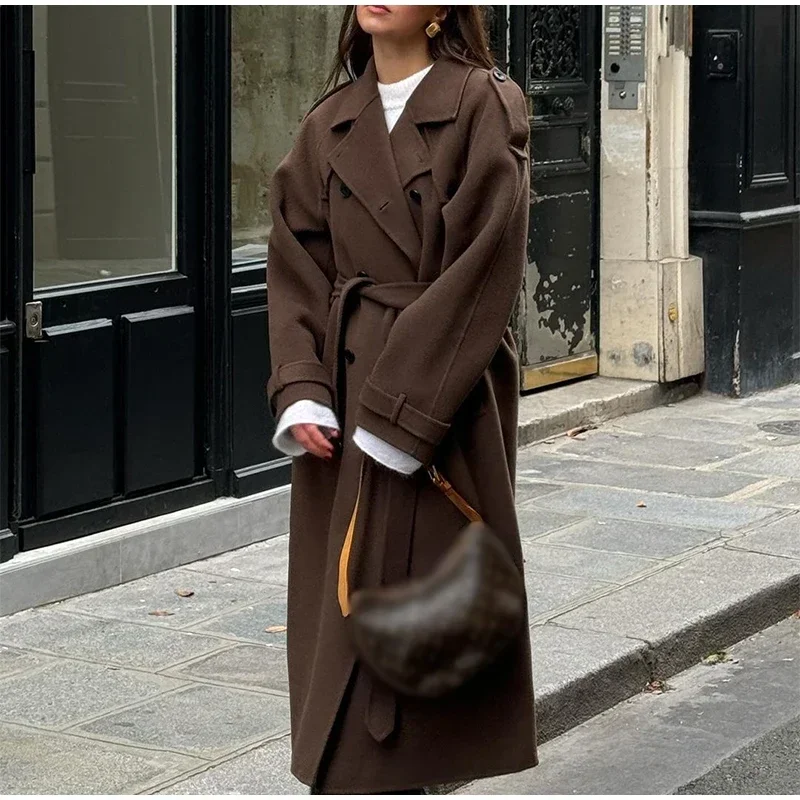 Fashion Women Coat With Belts Elegant Solid Double Breasted Turn-down Collar Lady Long Coat 2025 Autumn Vintage Outwearoat
Fashion Women Coat With Belts Elegant Solid Double Breasted Turn-down Collar Lady Long Coat 2025 Autumn Vintage Outwearoat