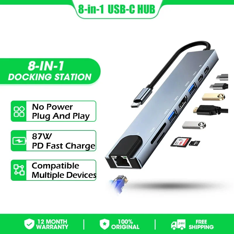 【Fast Delivery】8 in 1 Type C Hub USB 3.0 TF/SD Card Reader PD Fast Charge RJ45 HDMI USB Docking Station for Laptop Computer
【Fast Delivery】8 in 1 Type C Hub USB 3.0 TF/SD Card Reader PD Fast Charge RJ45 HDMI USB Docking Station for Laptop Computer
