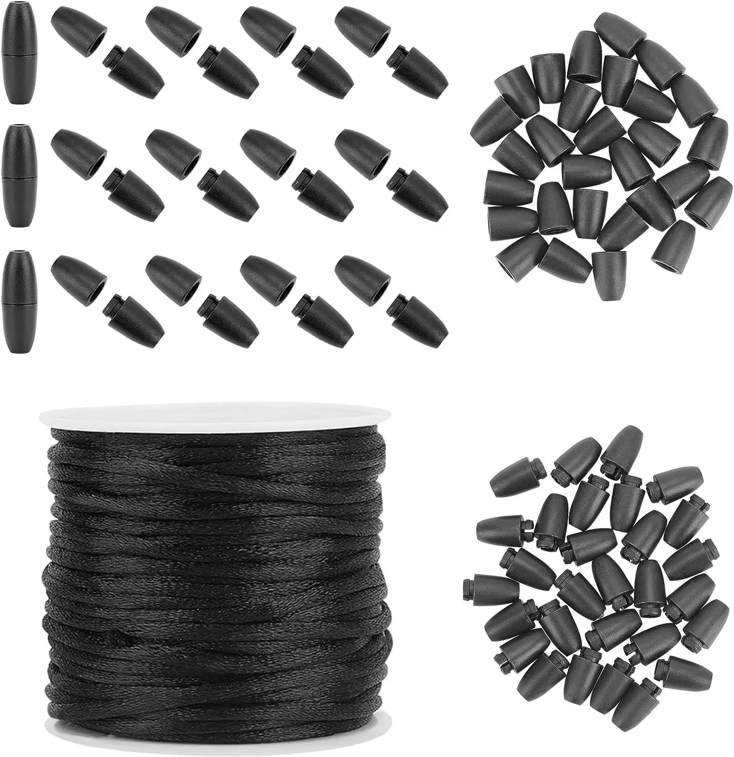PandaHall Breakaway Clasp for Lanyard, 30 Set Black 24mm Plastic Barrel Connectors Safety Clasps with 10m 2mm Nylon Lanyard Stri
PandaHall Breakaway Clasp for Lanyard, 30 Set Black 24mm Plastic Barrel Connectors Safety Clasps with 10m 2mm Nylon Lanyard Stri