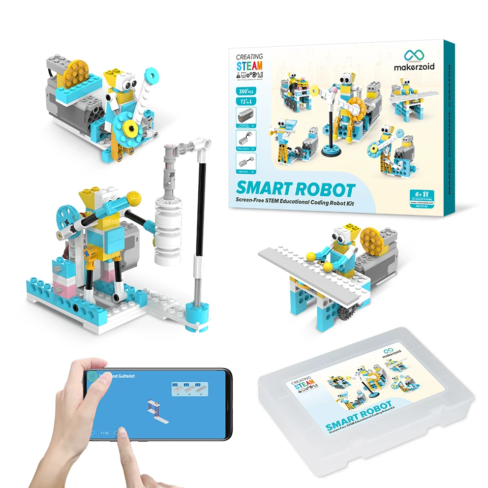 915HOT Makerzoid Smart Robot 72-in-1 Intelligent DIY Robotics Kit Electronic Block Kit Stem Learning Toys for Kids 6+