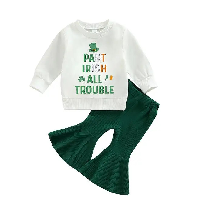Toddler Girls Irish Day Outfits Letter Print Long Sleeve Tops and Elastic Flare Pants Set Cute 2 Piece Clothes
Toddler Girls Irish Day Outfits Letter Print Long Sleeve Tops and Elastic Flare Pants Set Cute 2 Piece Clothes