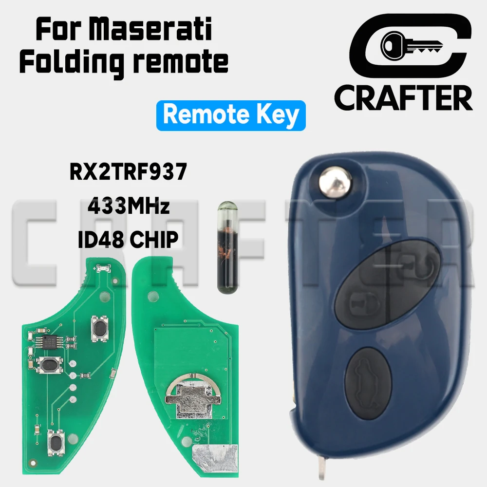 Key Crafters RX2TRF937 433MHz ID 48 CHIP Folding Remote Control Key For Maserati Quattroporte GranTurismo 2005~2011
Key Crafters RX2TRF937 433MHz ID 48 CHIP Folding Remote Control Key For Maserati Quattroporte GranTurismo 2005~2011