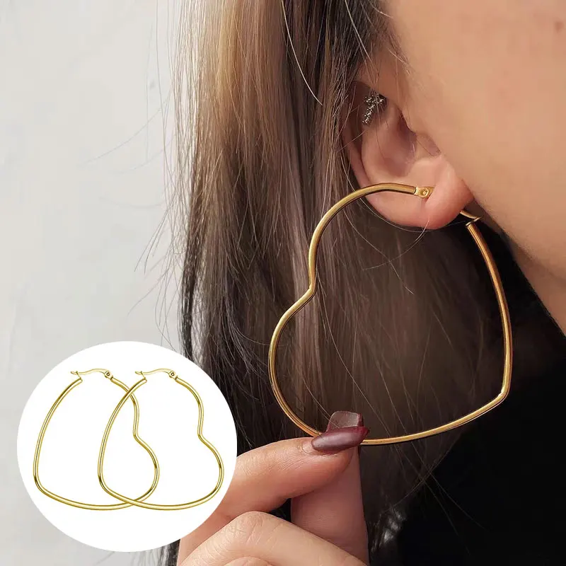 Exaggerate Big Heart Earrings Girl Women 30mm-60mm Stainless Steel Hoop Earring Valentine Gift Party Korea INS Fashion Jewelry
Exaggerate Big Heart Earrings Girl Women 30mm-60mm Stainless Steel Hoop Earring Valentine Gift Party Korea INS Fashion Jewelry