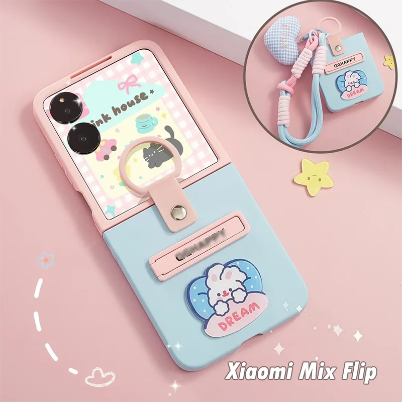 For Xiaomi Mix Flip / Mix Flip 2 Case Cute Pink Blue PC Cover with Ring Holder + Kickstand + Hand Strap + Heart Charm
For Xiaomi Mix Flip / Mix Flip 2 Case Cute Pink Blue PC Cover with Ring Holder + Kickstand + Hand Strap + Heart Charm