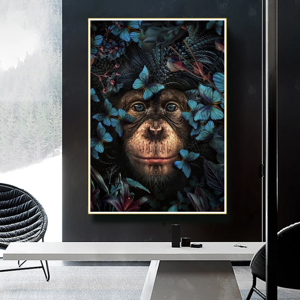 Modern Abstract Blue Butterfly Blue Eyes Monkey Poster Wall Art Canvas Prints Works Wall Images Living Room Home Decor Paintings
Modern Abstract Blue Butterfly Blue Eyes Monkey Poster Wall Art Canvas Prints Works Wall Images Living Room Home Decor Paintings