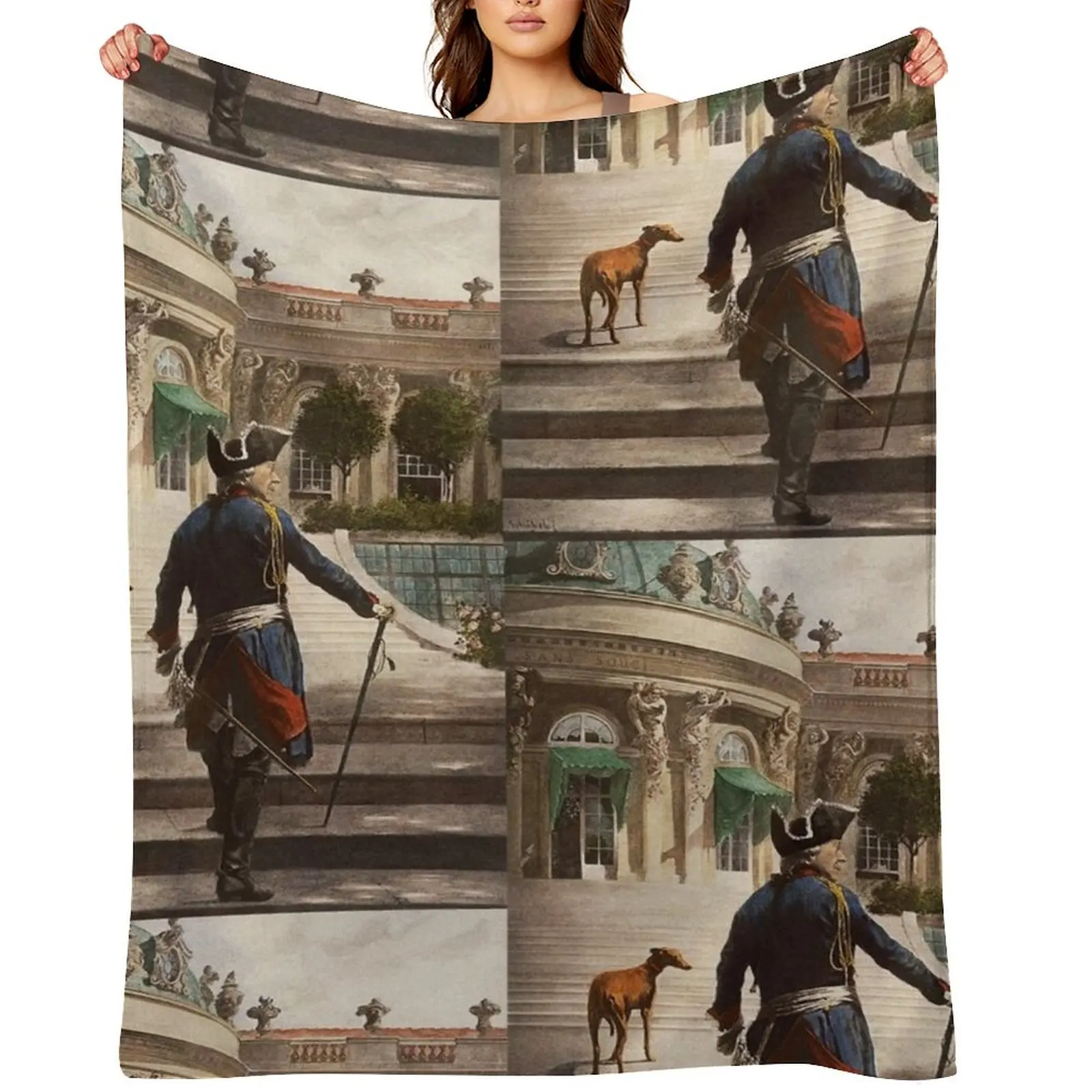 Fredericus Rex with his Italian greyhound at Sansoucci Throw Blanket Decorative Throw Large Vintage Luxury Thicken Blankets
Fredericus Rex with his Italian greyhound at Sansoucci Throw Blanket Decorative Throw Large Vintage Luxury Thicken Blankets