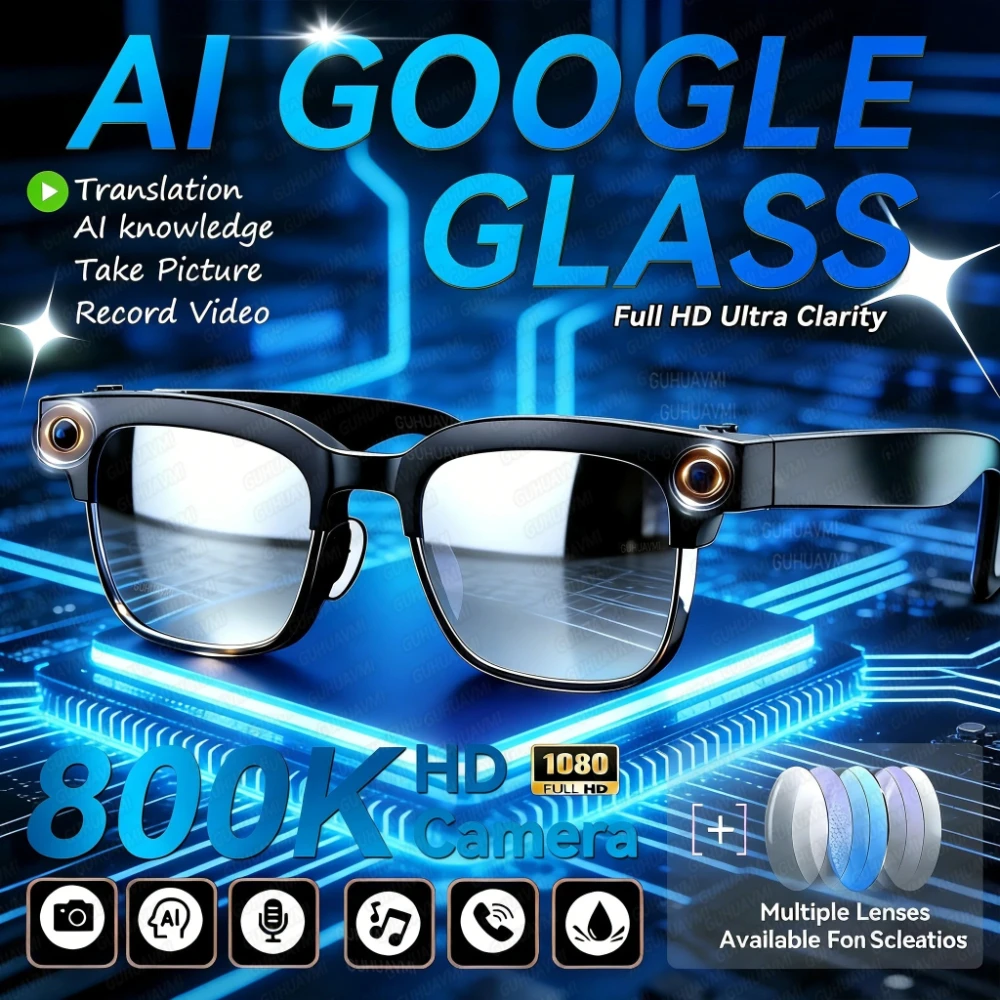 AI Smart Glasses 800W Pixels Camera Photo Video Recording Sunglasses WIFI Transmission Call Voice Assistant Translation glasses
AI Smart Glasses 800W Pixels Camera Photo Video Recording Sunglasses WIFI Transmission Call Voice Assistant Translation glasses