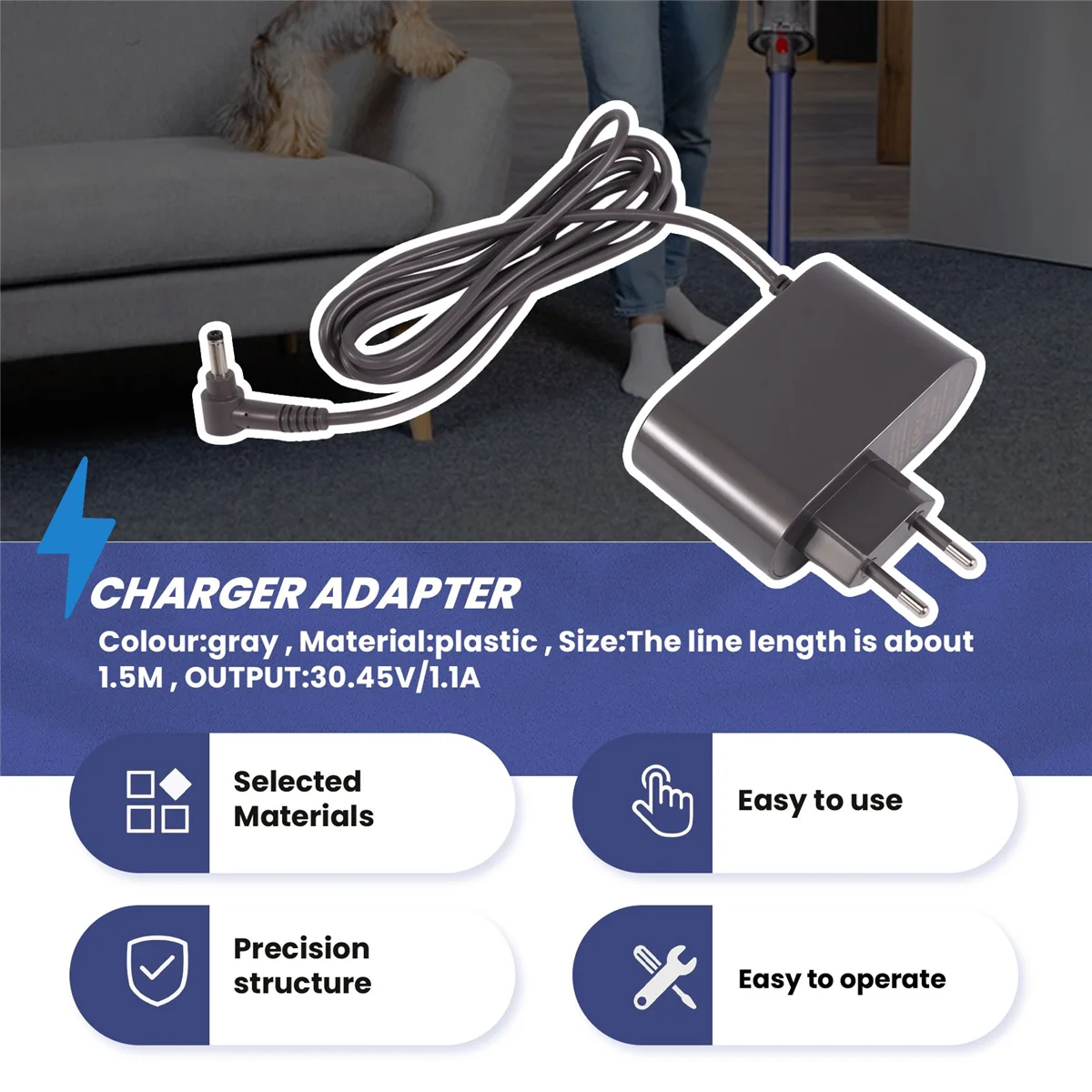 Better Quality Charger for Dyson V10 V11 Vacuum Cleaner Power Cord Adapter Replaceable Parts EU Plug
Better Quality Charger for Dyson V10 V11 Vacuum Cleaner Power Cord Adapter Replaceable Parts EU Plug
