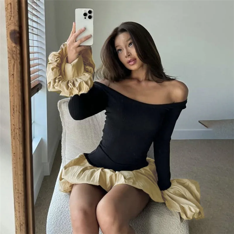 Autumn And Winter New Women'S Clothing Personalized Contrasting Color Slim Fit Fluffy Skirt, Waist Cinching Slimming Long Sleeve
Autumn And Winter New Women'S Clothing Personalized Contrasting Color Slim Fit Fluffy Skirt, Waist Cinching Slimming Long Sleeve