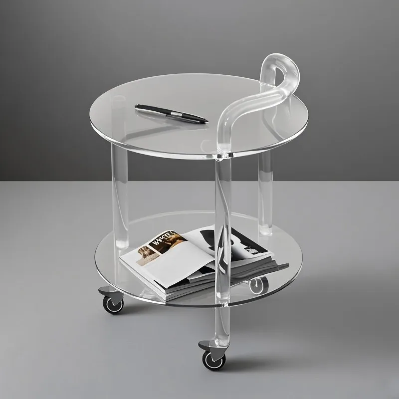 Simple transparent acrylic edge few trolley living room movable round glass coffee table creative bedside table
Simple transparent acrylic edge few trolley living room movable round glass coffee table creative bedside table