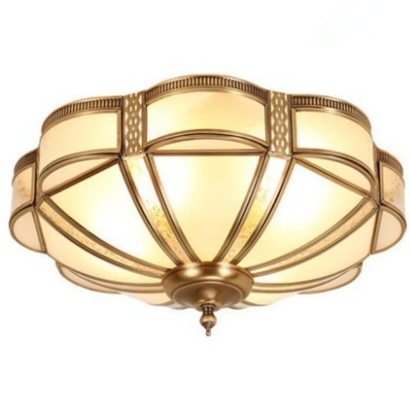 American all-copper bedroom ceiling light retro dining room study light luxury atmosphere 
American all-copper bedroom ceiling light retro dining room study light luxury atmosphere