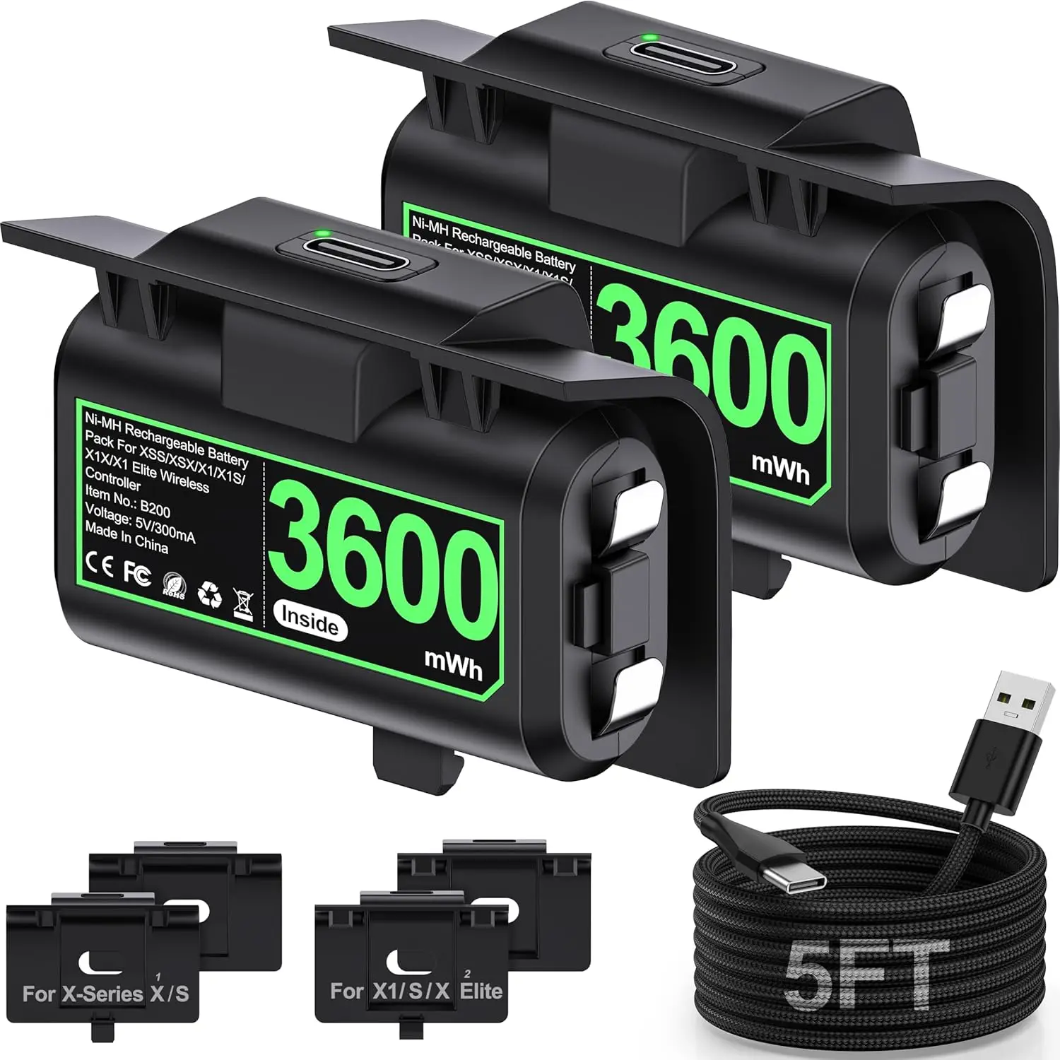 For Xbox One/One S/Series X/S 2PCS Rechargeable Battery PackPlay Charge Kit with Xbox Battery Covers & Charging Cable
For Xbox One/One S/Series X/S 2PCS Rechargeable Battery PackPlay Charge Kit with Xbox Battery Covers & Charging Cable