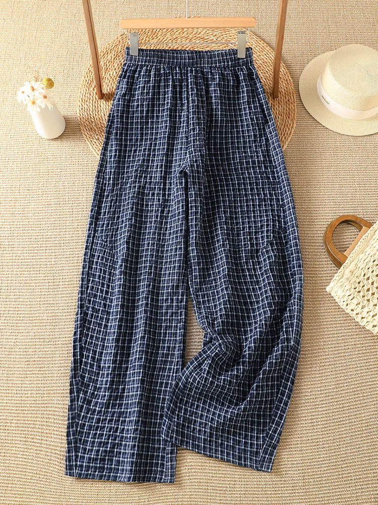 Laid-back Style Vintage Plaid Loose Fit High Waist Elastic Waist Casual Pants Straight Leg Summer Wear for plus Size Women
Laid-back Style Vintage Plaid Loose Fit High Waist Elastic Waist Casual Pants Straight Leg Summer Wear for plus Size Women