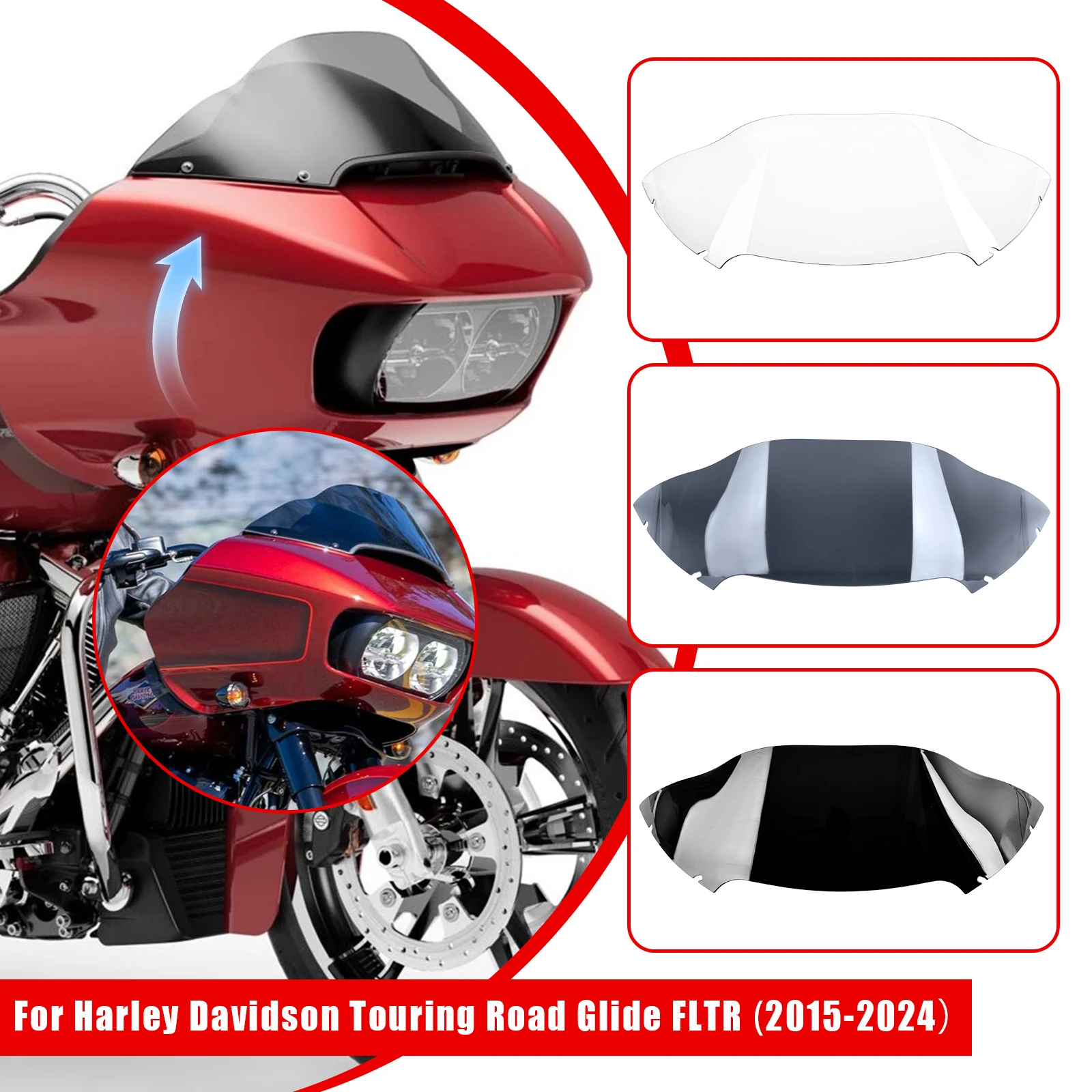 For Harley Davidson Touring Road Glide Ultra 2015-2024 8 Inch Motorcycle Wind Splitter Windshield Deflector Front Glass
For Harley Davidson Touring Road Glide Ultra 2015-2024 8 Inch Motorcycle Wind Splitter Windshield Deflector Front Glass
