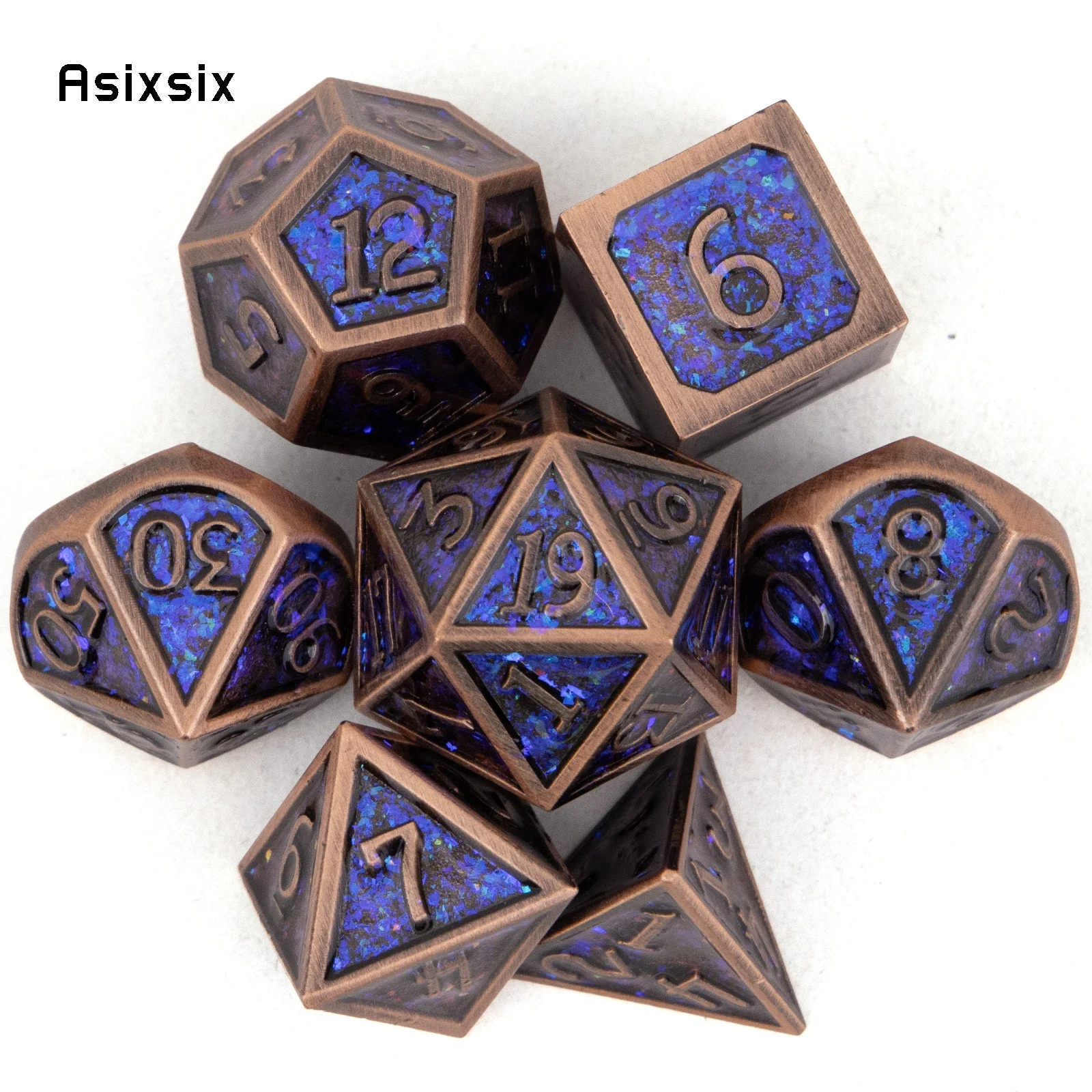 7 Pcs Purple Copper Standard Metal Dice Solid Metal Polyhedral Dice Set Suitable for Role-Playing RPG Board Game Card Game
7 Pcs Purple Copper Standard Metal Dice Solid Metal Polyhedral Dice Set Suitable for Role-Playing RPG Board Game Card Game