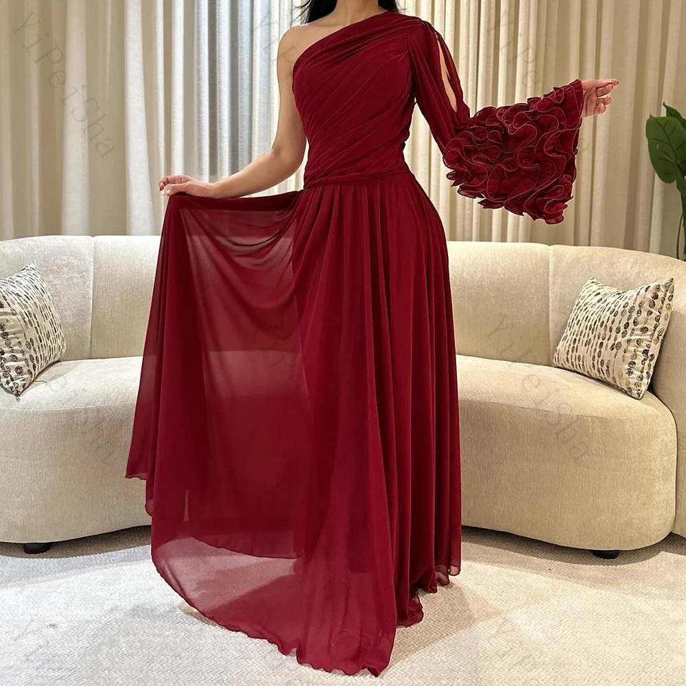 Customized A-line Evening Dresses Floor-length One-shoulder Prom Gown Simple Fashion Full Sleeve Draped Casual Party Gown
Customized A-line Evening Dresses Floor-length One-shoulder Prom Gown Simple Fashion Full Sleeve Draped Casual Party Gown