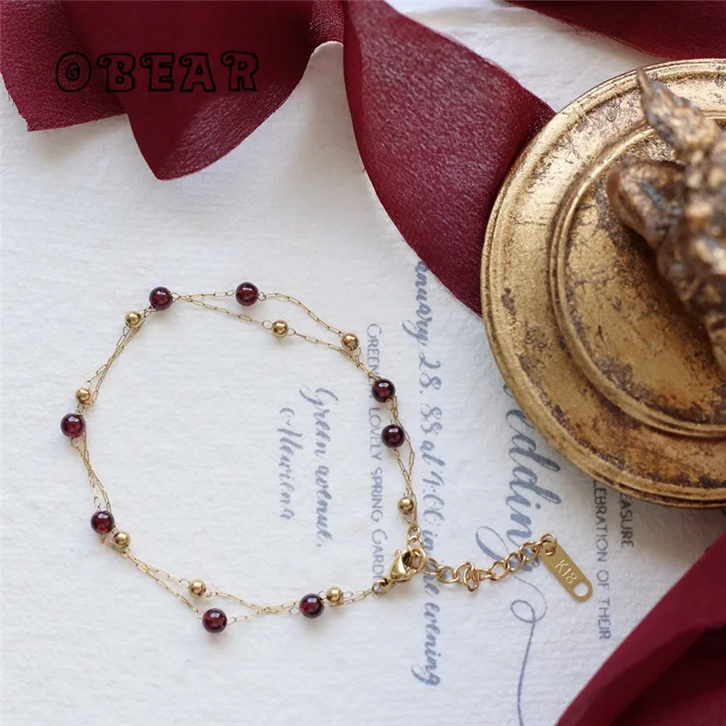 Handmade Gold Bead Chain Natural Burgundy Garnet Bracelet for Women Stainless Steel 18k Gold Plated Jewelry
Handmade Gold Bead Chain Natural Burgundy Garnet Bracelet for Women Stainless Steel 18k Gold Plated Jewelry