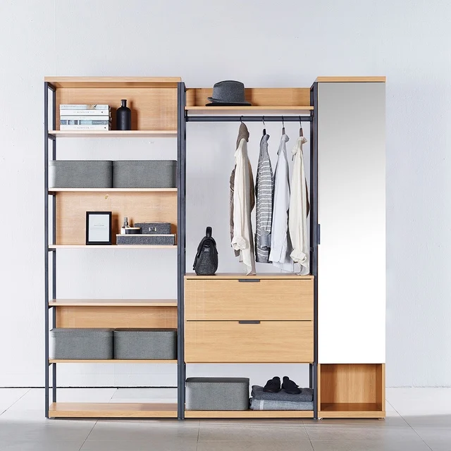 Open wardrobe, cabinets, drawers, cabinets, clothing storage racks, wrought iron solid wood hangers, industrial style cloakroom
Open wardrobe, cabinets, drawers, cabinets, clothing storage racks, wrought iron solid wood hangers, industrial style cloakroom