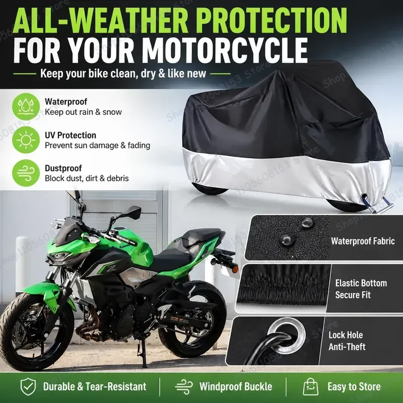 For Kawasaki Z500 Motorcycle Cover Waterproof Dustproof UV Resistant All Weather Outdoor Indoor Scooter Bike Cover Windproof
For Kawasaki Z500 Motorcycle Cover Waterproof Dustproof UV Resistant All Weather Outdoor Indoor Scooter Bike Cover Windproof