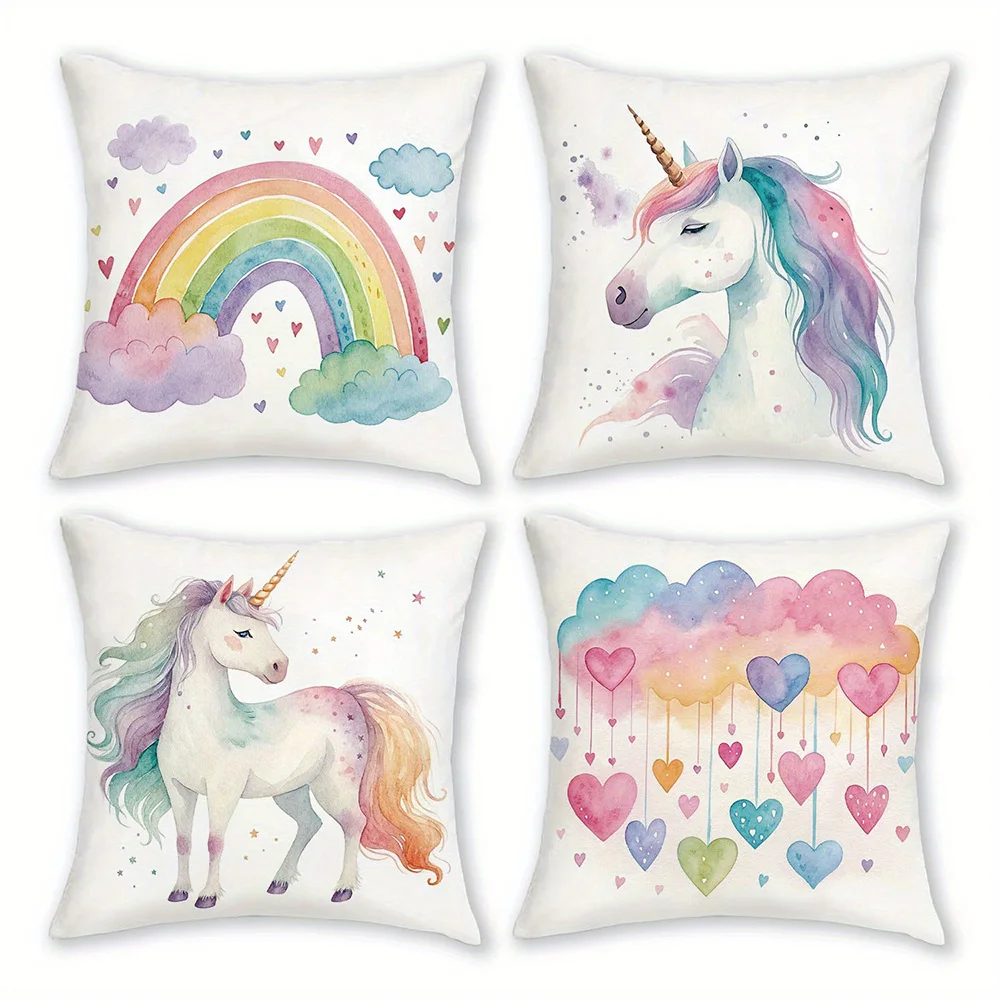 1pc Watercolor Unicorn Rainbow Heart Throw Pillow Covers Cute Pastel Kids Room Decor Cushion Cases 2D Flat Printing
1pc Watercolor Unicorn Rainbow Heart Throw Pillow Covers Cute Pastel Kids Room Decor Cushion Cases 2D Flat Printing