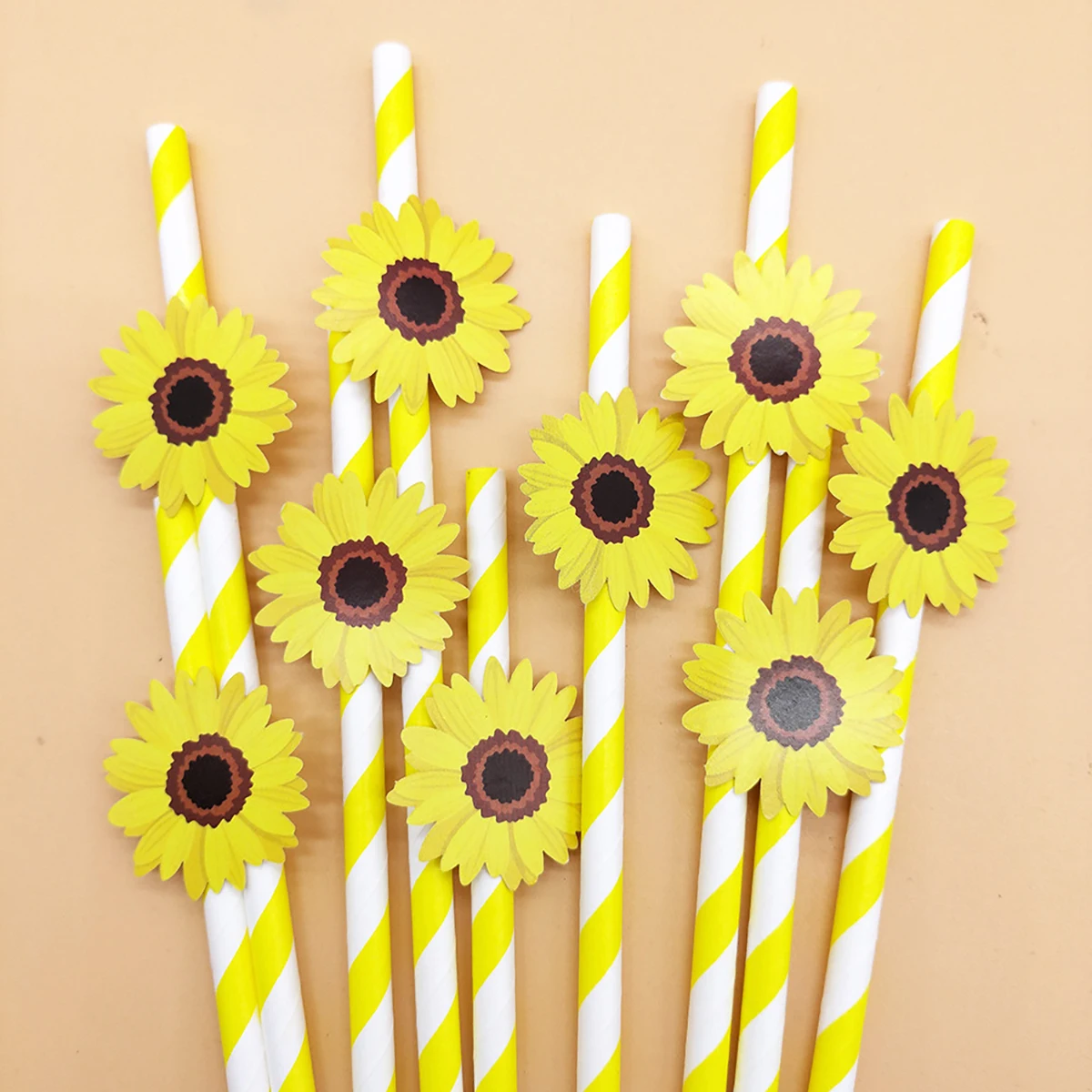 Summer Sunflower Themed Paper Straws, Yellow White Striped Disposable Straws for Party & Daily Use
Summer Sunflower Themed Paper Straws, Yellow White Striped Disposable Straws for Party & Daily Use