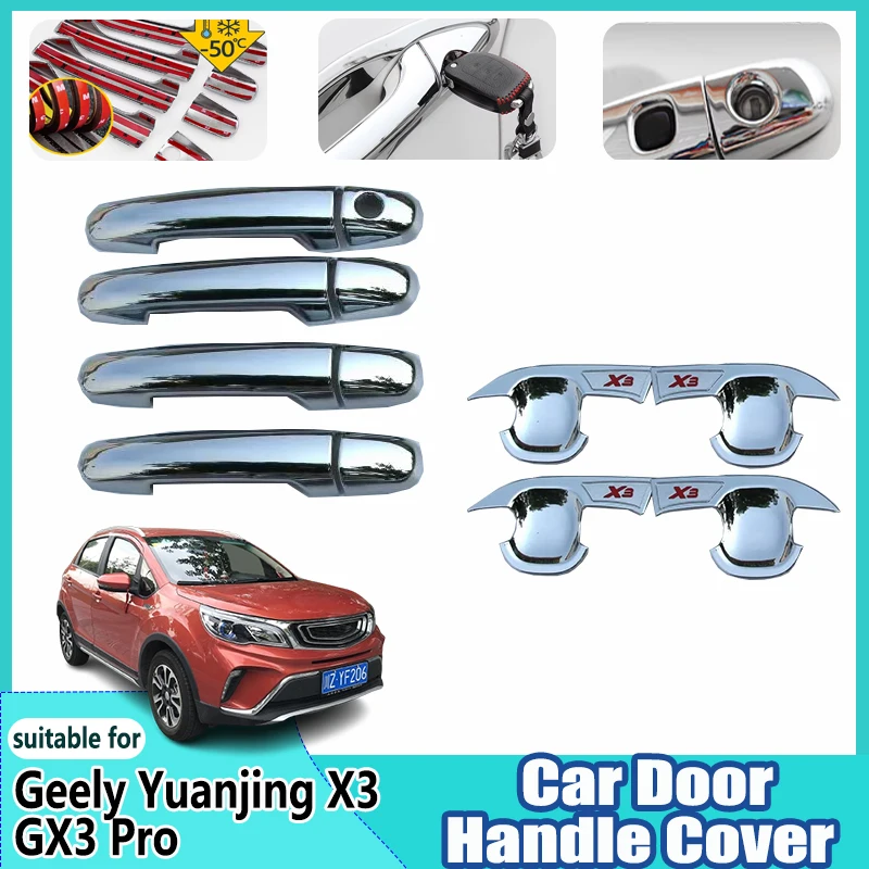 For Geely Yuanjing X3 Accessories GX3 Pro 2024 2017~2025 Covers Chrome Door Handle Anti-Scratch Damage Stickers Car Accessories 
For Geely Yuanjing X3 Accessories GX3 Pro 2024 2017~2025 Covers Chrome Door Handle Anti-Scratch Damage Stickers Car Accessories