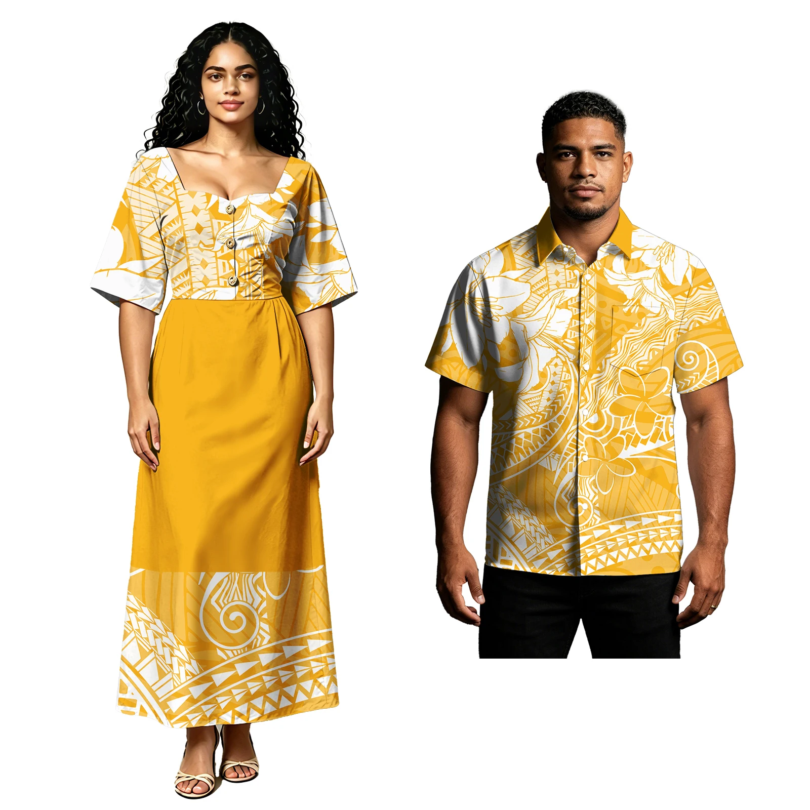 Sets of Couples Casual Men Aloha Shirts Women Elegant Coconut Button Long Dress Samoa Floral Print Sweet Lovers Clothes Hawaiian
Sets of Couples Casual Men Aloha Shirts Women Elegant Coconut Button Long Dress Samoa Floral Print Sweet Lovers Clothes Hawaiian