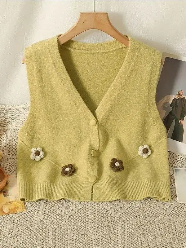 Sweet Style Knitted Sweater Vest Women's Loose Sleeveless Cardigan Spring New Arrival Layering Clothing Knitwear V-Neck Plant...
Sweet Style Knitted Sweater Vest Women's Loose Sleeveless Cardigan Spring New Arrival Layering Clothing Knitwear V-Neck Plant...