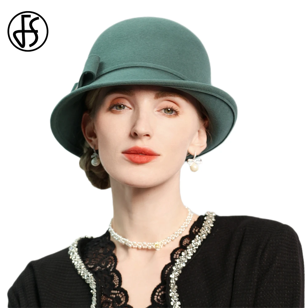 FS Winter Green Wool Bowler Hats With Bowknot Luxury British Curl Brim Church Hat For Women Elegant Retro Ladies Millinery Cap
FS Winter Green Wool Bowler Hats With Bowknot Luxury British Curl Brim Church Hat For Women Elegant Retro Ladies Millinery Cap