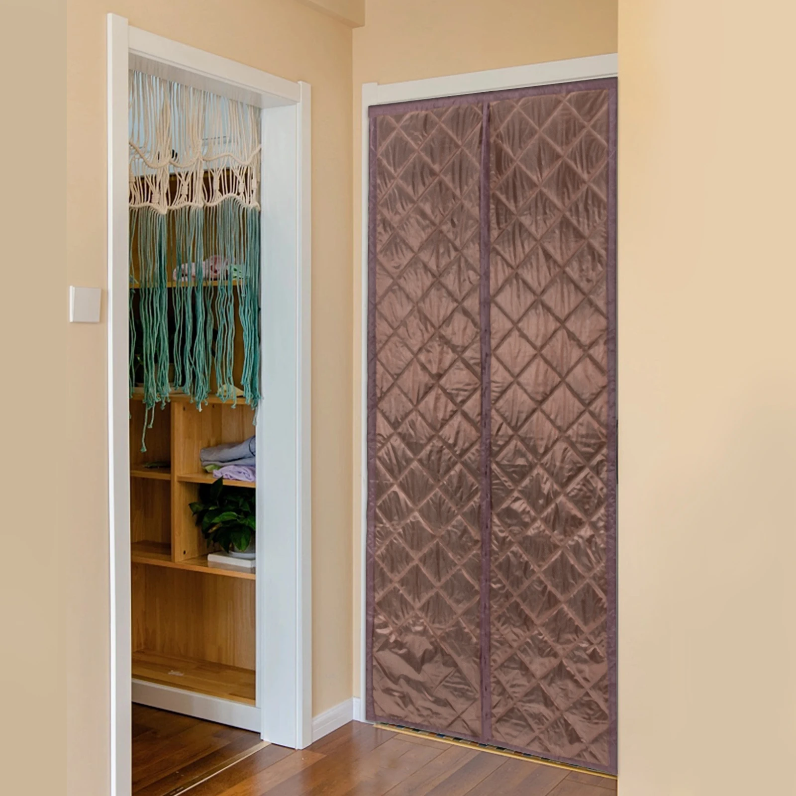 Magnetic Thermal Insulated Door Curtain, Center Opening Cotton PVC Blend, Waterproof Winter Door Cover, for 36x82 In Door, Brown
Magnetic Thermal Insulated Door Curtain, Center Opening Cotton PVC Blend, Waterproof Winter Door Cover, for 36x82 In Door, Brown