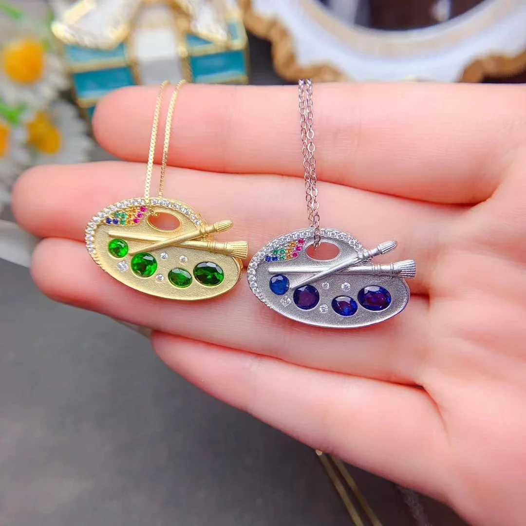 925 Silver Palette Pendant 3mm*4mm 4mm*5mm Total 1c Natural Sapphire Pendant for Girl 3 Layers 18K Gold Plating Sapphire Jewelry
925 Silver Palette Pendant 3mm*4mm 4mm*5mm Total 1c Natural Sapphire Pendant for Girl 3 Layers 18K Gold Plating Sapphire Jewelry
