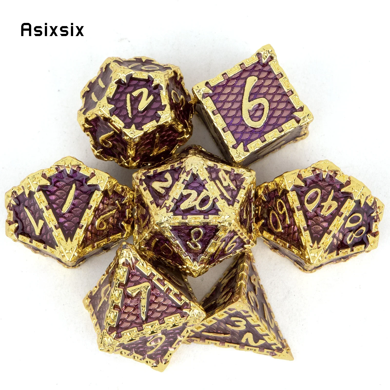 7 Pcs Purple Fish Scale Metal Dice Solid Metal Polyhedral Dice Set Suitable For Role-Playing Dice PropBoard Game Gift
7 Pcs Purple Fish Scale Metal Dice Solid Metal Polyhedral Dice Set Suitable For Role-Playing Dice PropBoard Game Gift
