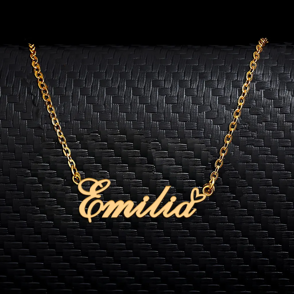 AOLOSHOW Trendy Emilia with Heart Pendant Name Necklace for Women Stainless Steel Gold Plated Jewelry Mother's Day Gift
AOLOSHOW Trendy Emilia with Heart Pendant Name Necklace for Women Stainless Steel Gold Plated Jewelry Mother's Day Gift