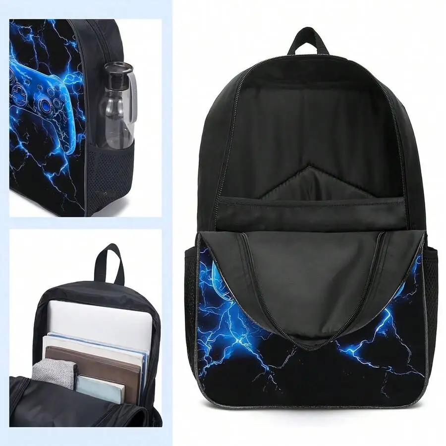 Black Lightning Pattern Backpack With Laptop Compartment And Water Bottle Pocket
Black Lightning Pattern Backpack With Laptop Compartment And Water Bottle Pocket