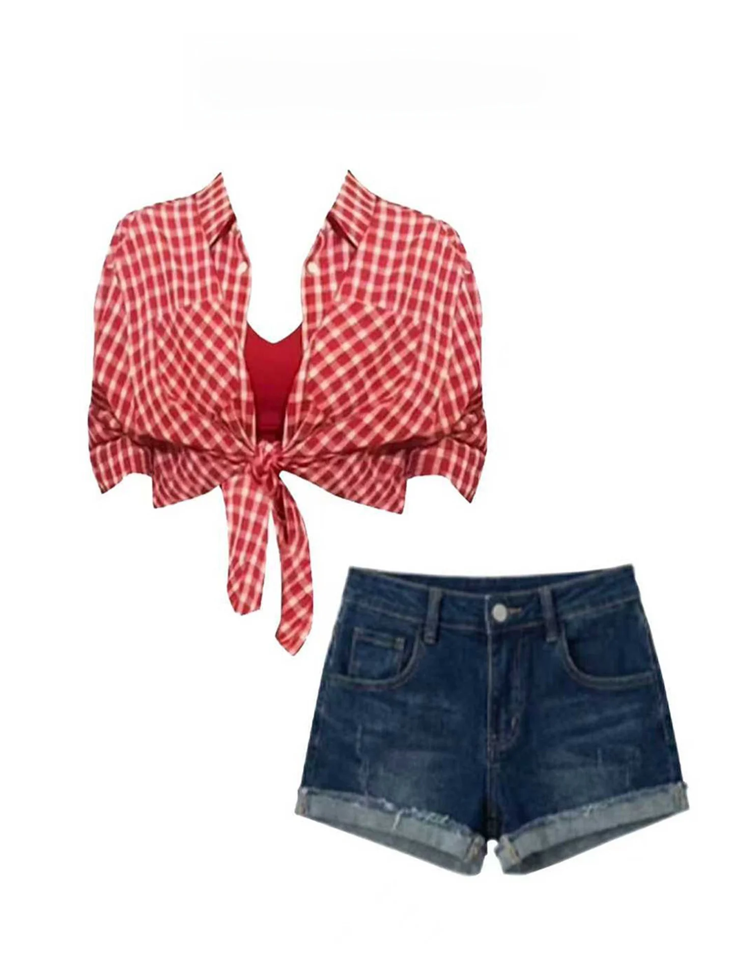 Dopamine Beach Style Set Women's Spring Summer Checkered Shirt Jacket Top Denim Shorts Trendy Sweet Style Casual Wear
Dopamine Beach Style Set Women's Spring Summer Checkered Shirt Jacket Top Denim Shorts Trendy Sweet Style Casual Wear