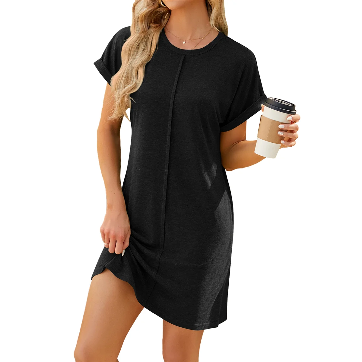 Womens Summer T Shirt Dress Casual Cap Sleeve Crewneck Loose Shift Mini Dresses Black XXL
Womens Summer T Shirt Dress Casual Cap Sleeve Crewneck Loose Shift Mini Dresses Black XXL