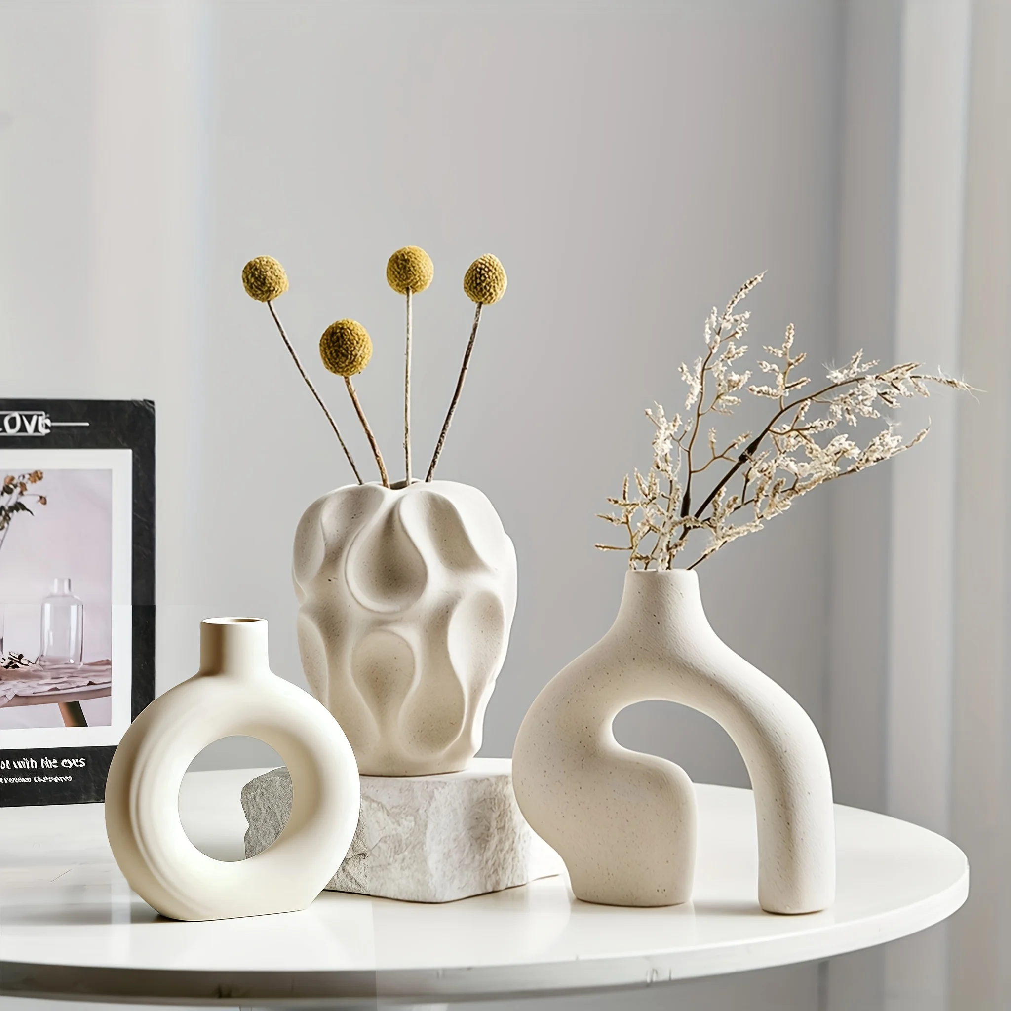 3-Piece Ceramic Vase Set – Bohemian Farmhouse Style Decor for Home Styling | Beige Neutral Tones, Pampas Grass Ready | Versatile for Living Room, Kitchen, Bedroom & Entryway Mantel
3-Piece Ceramic Vase Set – Bohemian Farmhouse Style Decor for Home Styling | Beige Neutral Tones, Pampas Grass Ready | Versatile for Living Room, Kitchen, Bedroom & Entryway Mantel