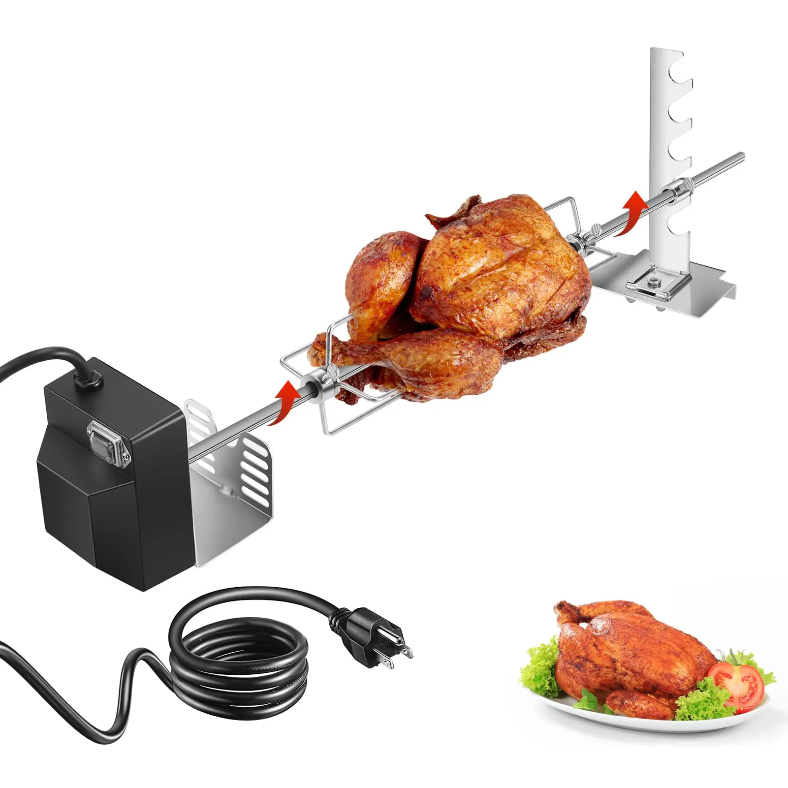 Rotisserie Grill Kit, Automatic Rotating BBQ, UL Certificated Universal Grill Rotisseries with 120V 4W Motor, 28” Spit Rod
Rotisserie Grill Kit, Automatic Rotating BBQ, UL Certificated Universal Grill Rotisseries with 120V 4W Motor, 28” Spit Rod