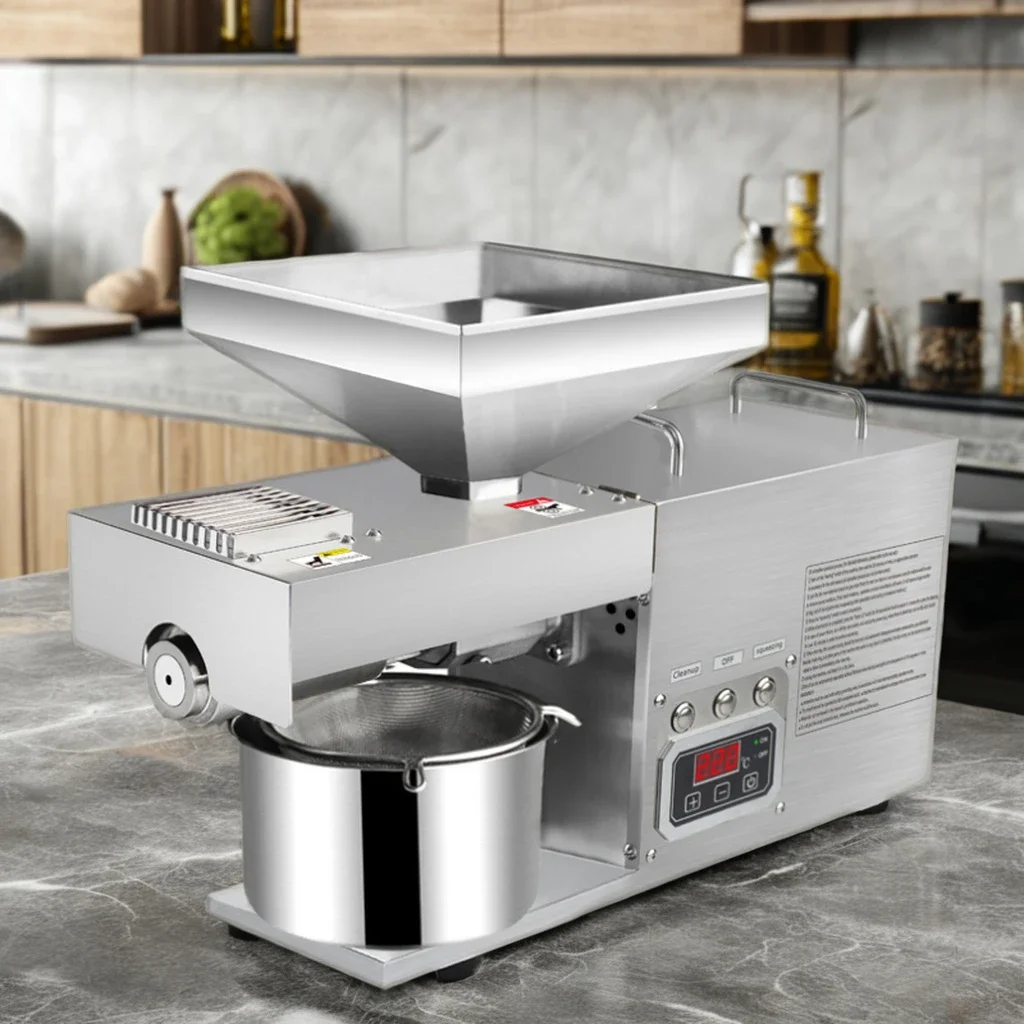 For 1250W Small Spiral Oil Press Mini Household 10kg/h Walnut Peanut Coconut Soybean Sesame Sunflower Cocoa Cold Oil Press
For 1250W Small Spiral Oil Press Mini Household 10kg/h Walnut Peanut Coconut Soybean Sesame Sunflower Cocoa Cold Oil Press